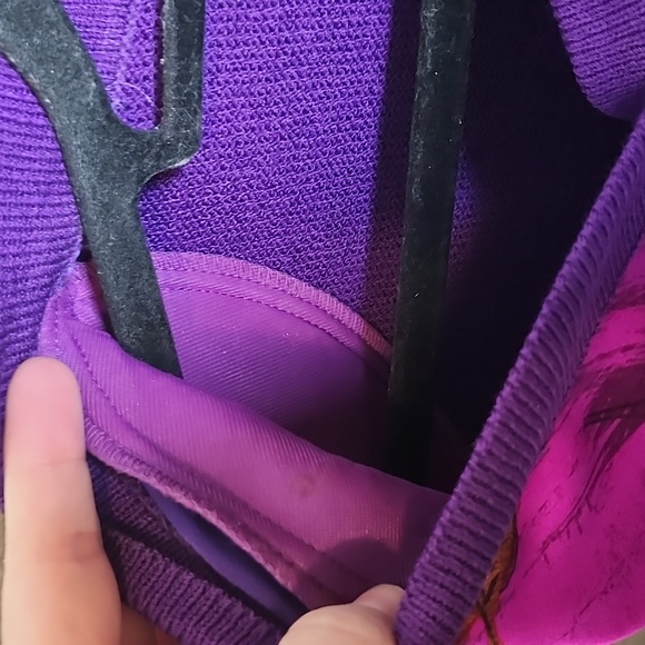 St. John Collection Satin and Knit Cardigan Top in Purple Abstract - Picture 10 of 14